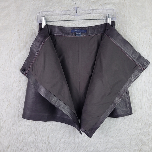 French Connection Sz 4 Brown 100% Sheep Leather Mini Wrap Skirt A-Line Supple - Picture 10 of 14